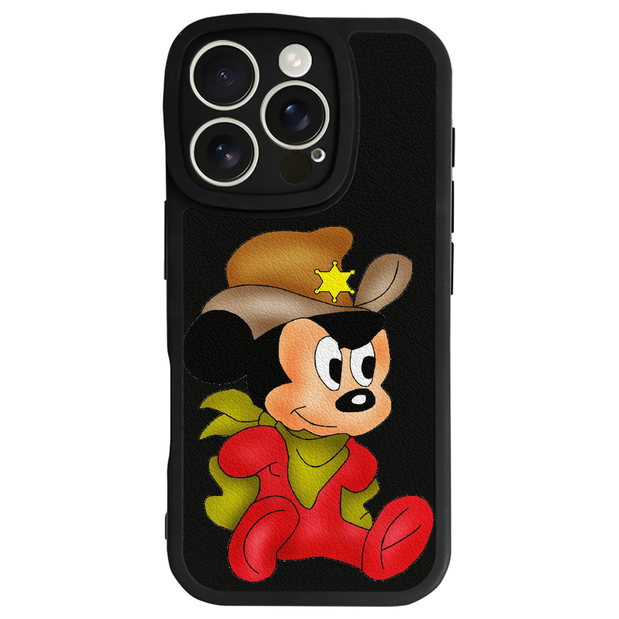（画像用） ミッキーマウス Mickey Mouse 【iPhone 16シリーズ対応】シリコンスマホケース（レザー調） 材質：シリコン